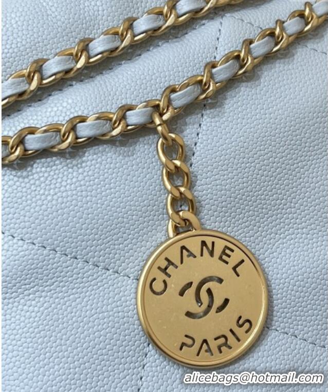 Luxury Cheap Chanel 22 Mini Bag in Haas Grainy Calfskin AS3980 Light Blue 2025 Top Quality