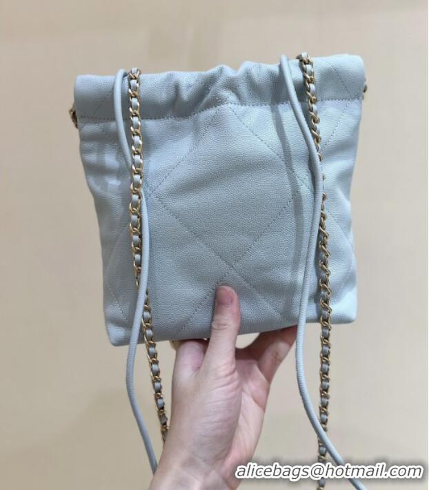 Luxury Cheap Chanel 22 Mini Bag in Haas Grainy Calfskin AS3980 Light Blue 2025 Top Quality