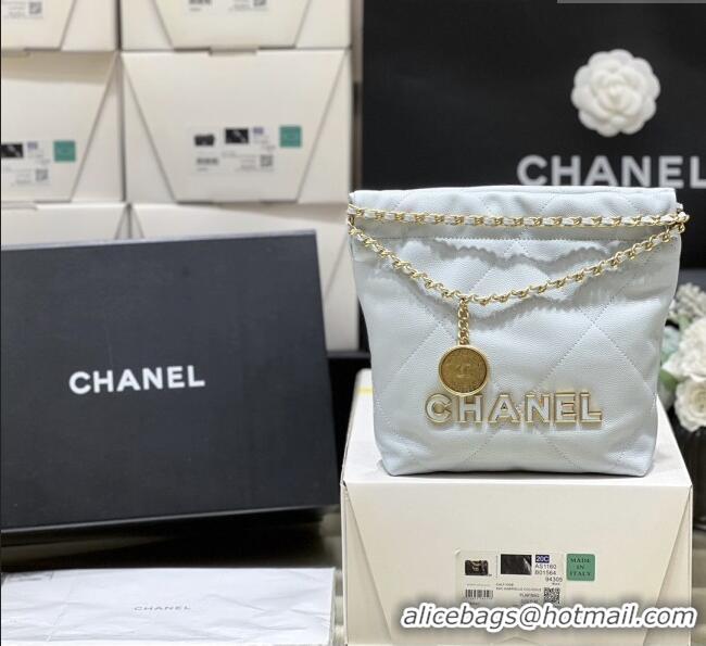 Luxury Cheap Chanel 22 Mini Bag in Haas Grainy Calfskin AS3980 Light Blue 2025 Top Quality