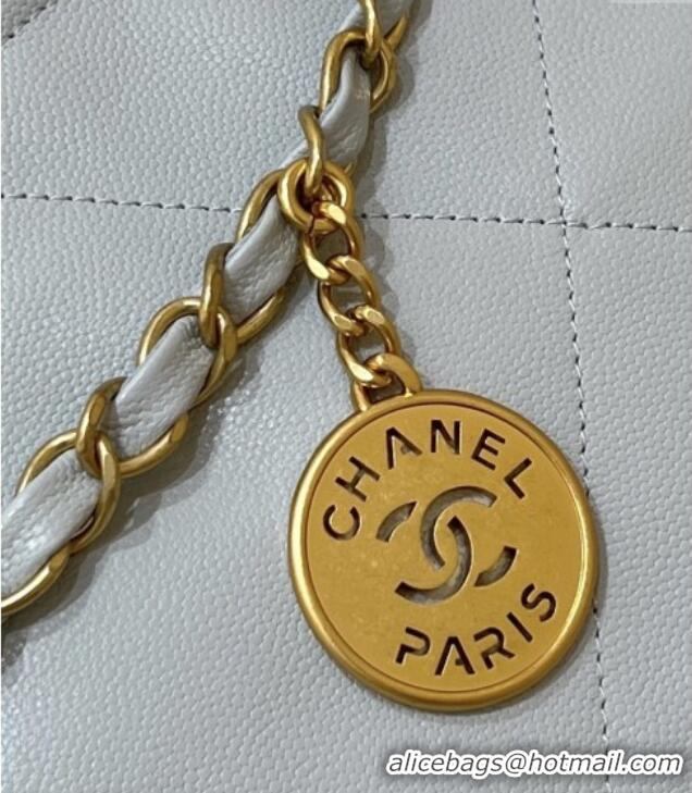 Spot Bulk Chanel 22 Bag in Haas Grainy Calfskin AS3261 Light Blue 2025 Top Quality