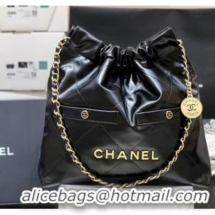 Discount Chanel 22 Small Bag with Pockets in Shiny Calfskin AS3260 Black 2025 Top Quality