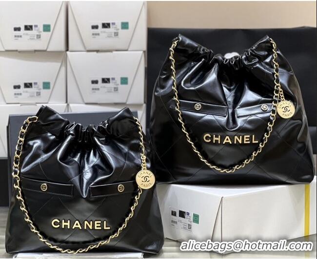 Discount Chanel 22 Small Bag with Pockets in Shiny Calfskin AS3260 Black 2025 Top Quality