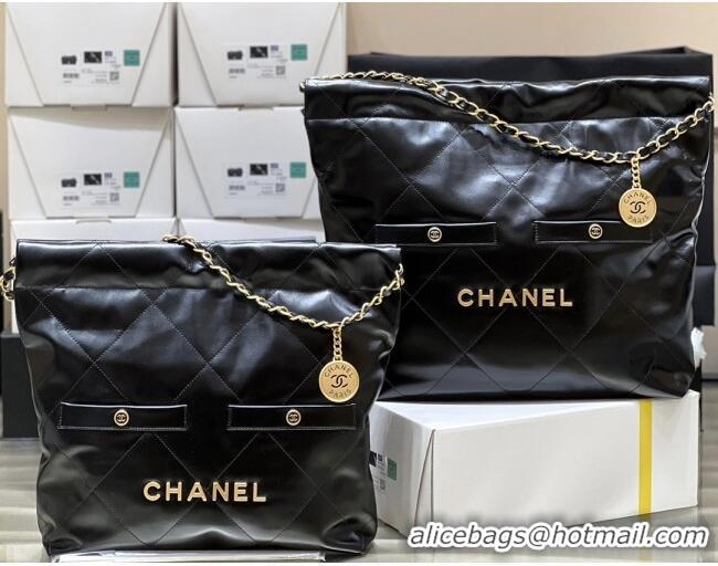 Discount Chanel 22 Small Bag with Pockets in Shiny Calfskin AS3260 Black 2025 Top Quality