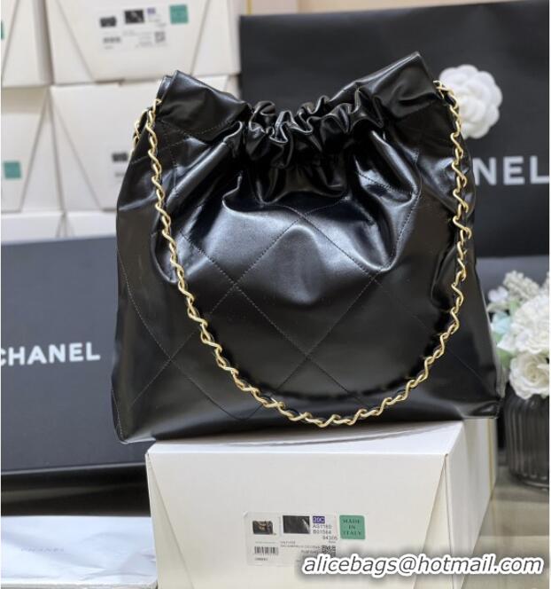Discount Chanel 22 Small Bag with Pockets in Shiny Calfskin AS3260 Black 2025 Top Quality