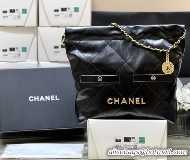 Discount Chanel 22 Small Bag with Pockets in Shiny Calfskin AS3260 Black 2025 Top Quality