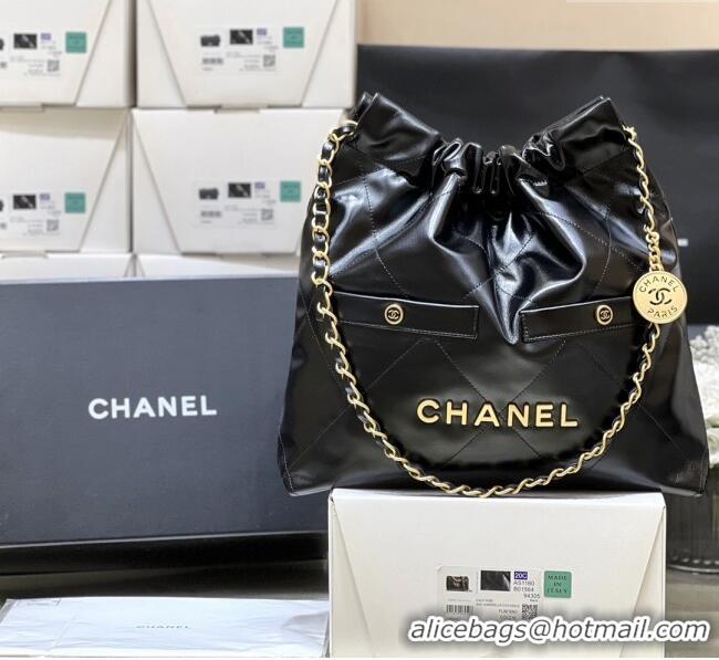 Discount Chanel 22 Small Bag with Pockets in Shiny Calfskin AS3260 Black 2025 Top Quality