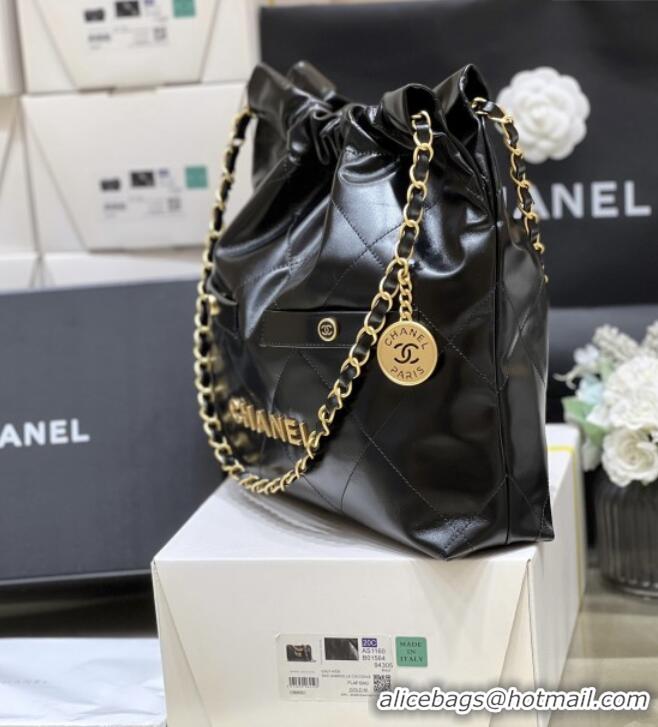 Discount Chanel 22 Small Bag with Pockets in Shiny Calfskin AS3260 Black 2025 Top Quality