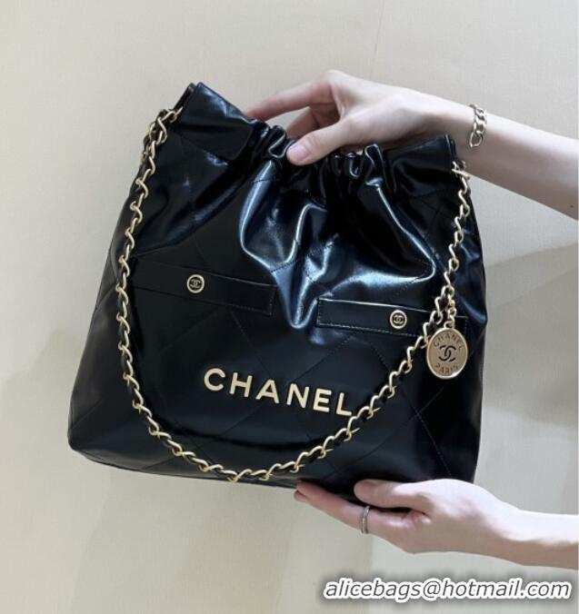 Discount Chanel 22 Small Bag with Pockets in Shiny Calfskin AS3260 Black 2025 Top Quality