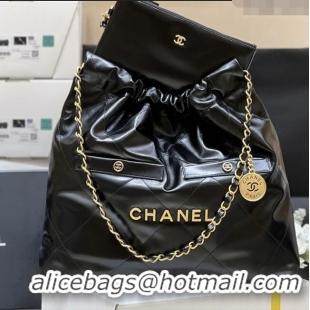 Best Price Chanel 22 Bag with Pockets in Shiny Calfskin AS3261 Black 2025 Top Quality