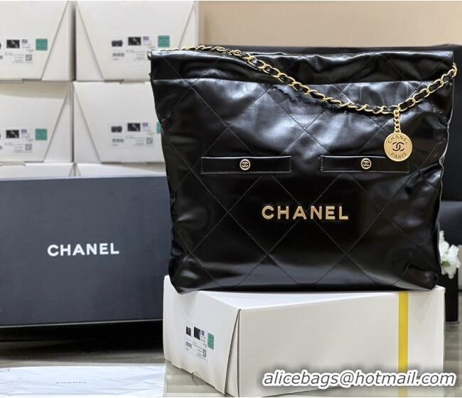 Best Price Chanel 22 Bag with Pockets in Shiny Calfskin AS3261 Black 2025 Top Quality