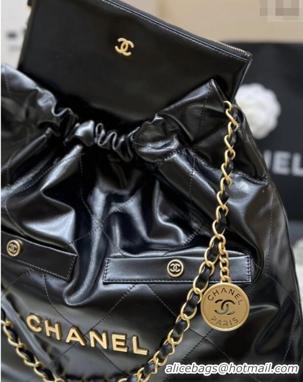 Best Price Chanel 22 Bag with Pockets in Shiny Calfskin AS3261 Black 2025 Top Quality