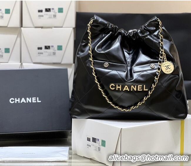 Best Price Chanel 22 Bag with Pockets in Shiny Calfskin AS3261 Black 2025 Top Quality