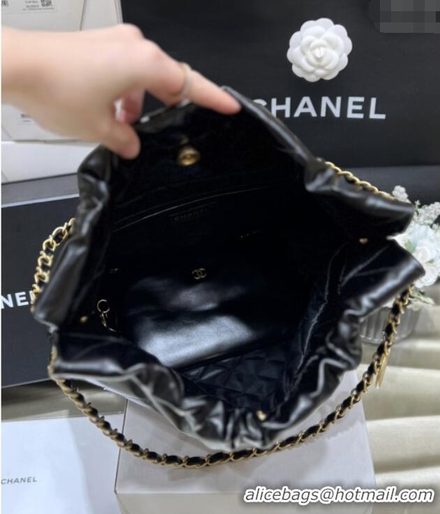 Best Price Chanel 22 Bag with Pockets in Shiny Calfskin AS3261 Black 2025 Top Quality