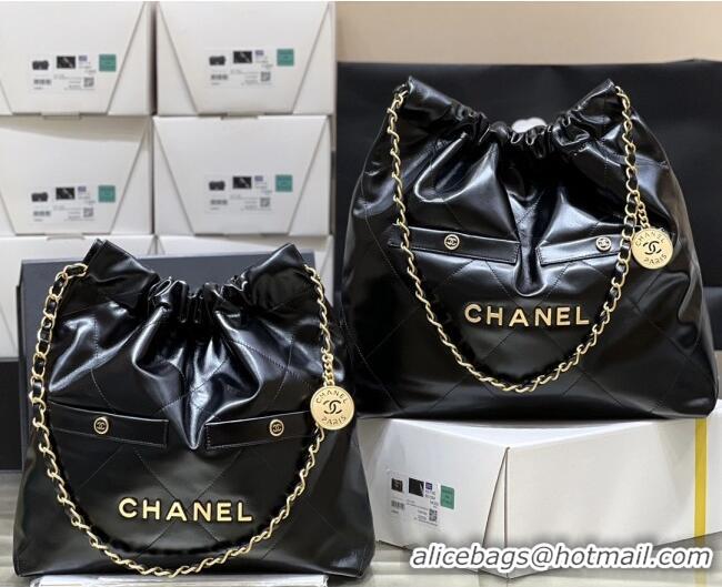 Best Price Chanel 22 Bag with Pockets in Shiny Calfskin AS3261 Black 2025 Top Quality