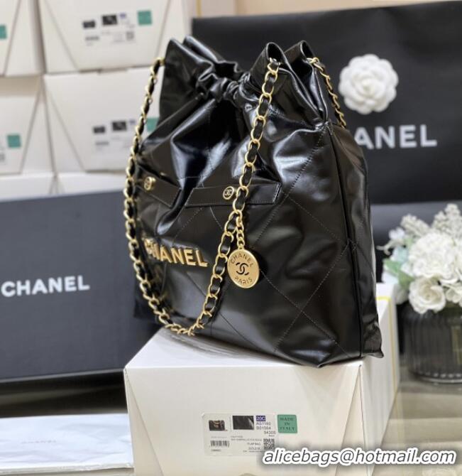Best Price Chanel 22 Bag with Pockets in Shiny Calfskin AS3261 Black 2025 Top Quality