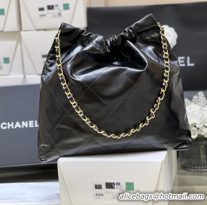 Best Price Chanel 22 Bag with Pockets in Shiny Calfskin AS3261 Black 2025 Top Quality