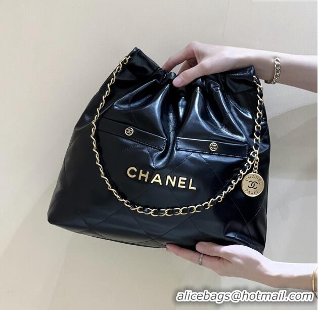 Best Price Chanel 22 Bag with Pockets in Shiny Calfskin AS3261 Black 2025 Top Quality