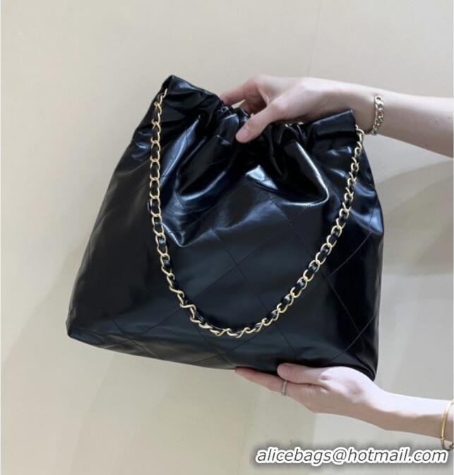 Best Price Chanel 22 Bag with Pockets in Shiny Calfskin AS3261 Black 2025 Top Quality