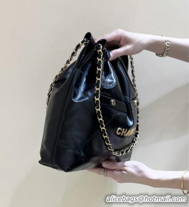 Best Price Chanel 22 Bag with Pockets in Shiny Calfskin AS3261 Black 2025 Top Quality