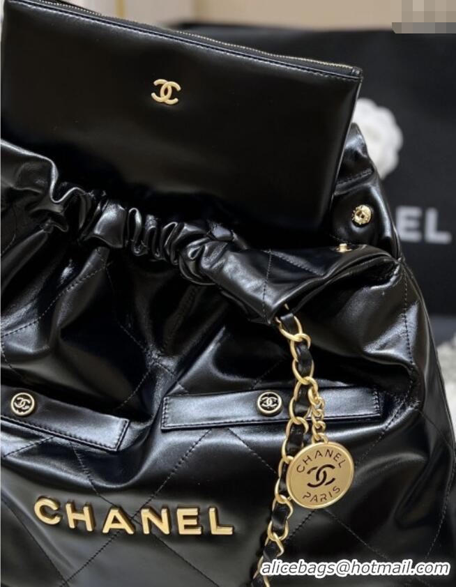 Best Price Chanel 22 Bag with Pockets in Shiny Calfskin AS3261 Black 2025 Top Quality
