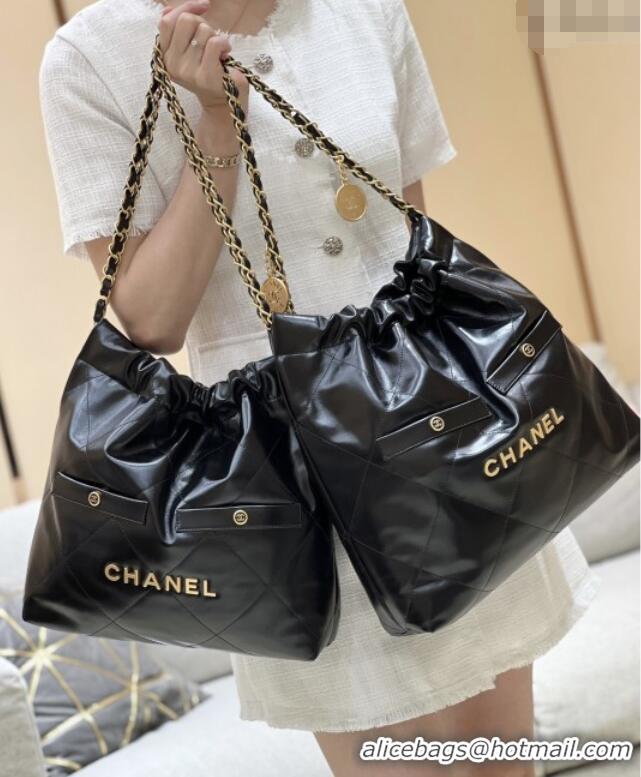 Best Price Chanel 22 Bag with Pockets in Shiny Calfskin AS3261 Black 2025 Top Quality