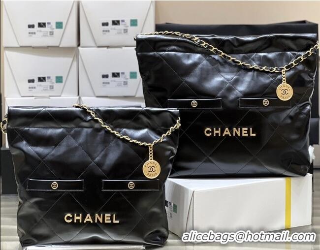 Best Price Chanel 22 Bag with Pockets in Shiny Calfskin AS3261 Black 2025 Top Quality