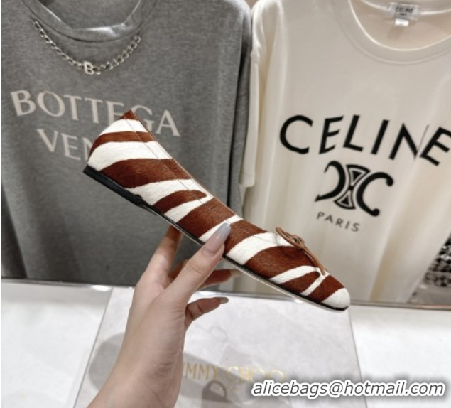Classic Hot Jimmy Choo Scarlett Ballerina Flats in Zebra Hair Brown 5072102