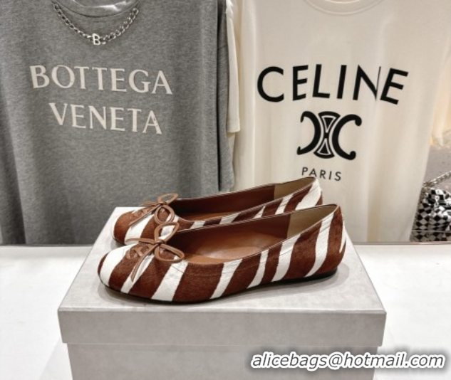 Classic Hot Jimmy Choo Scarlett Ballerina Flats in Zebra Hair Brown 5072102