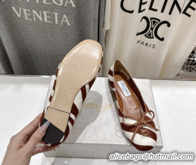 Classic Hot Jimmy Choo Scarlett Ballerina Flats in Zebra Hair Brown 5072102