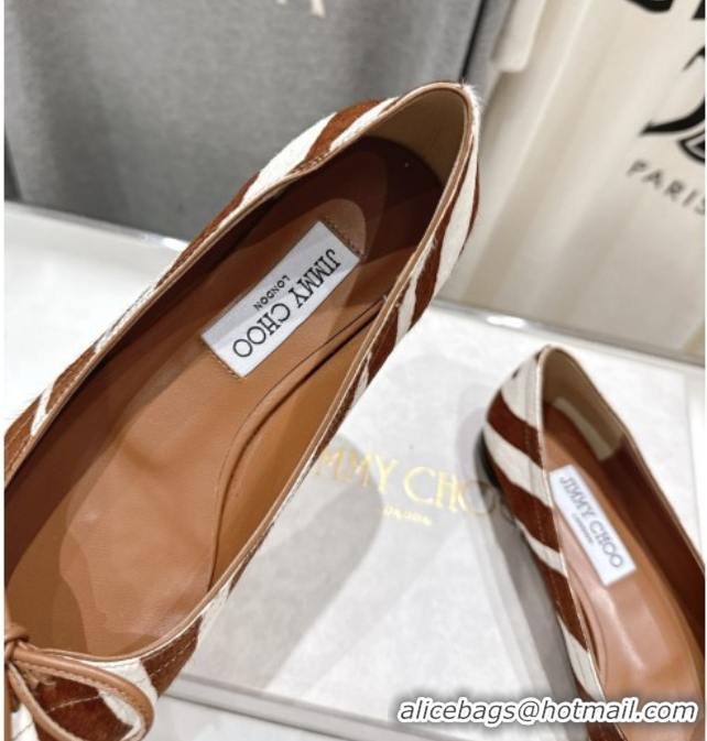 Classic Hot Jimmy Choo Scarlett Ballerina Flats in Zebra Hair Brown 5072102