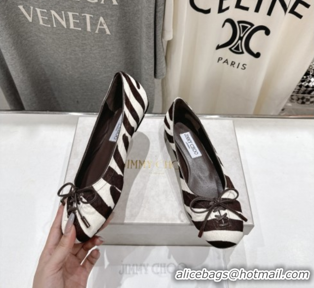 Discount Jimmy Choo Scarlett Ballerina Flats in Zebra Hair Chocolate 5072103