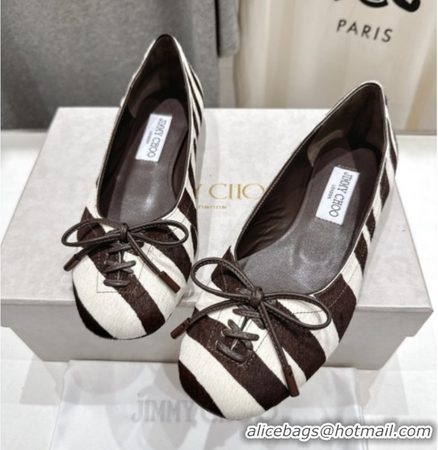 Discount Jimmy Choo Scarlett Ballerina Flats in Zebra Hair Chocolate 5072103