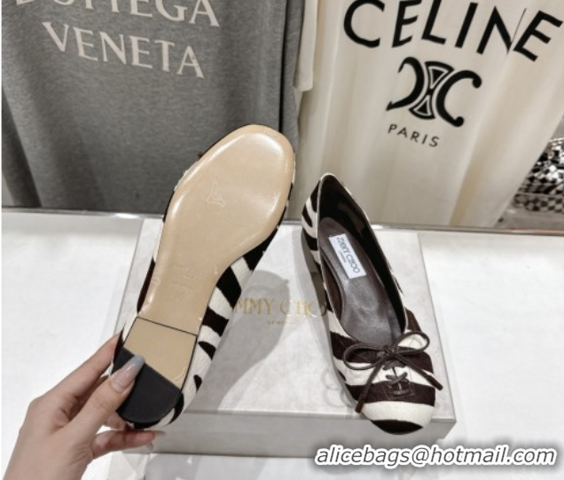 Discount Jimmy Choo Scarlett Ballerina Flats in Zebra Hair Chocolate 5072103