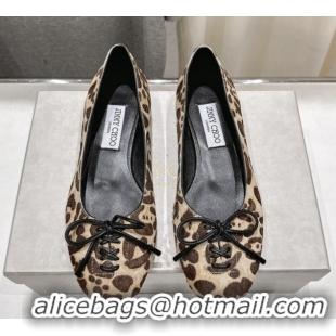 Luxury Jimmy Choo Scarlett Ballerina Flats in Zebra Hair Leopard Print 5072104