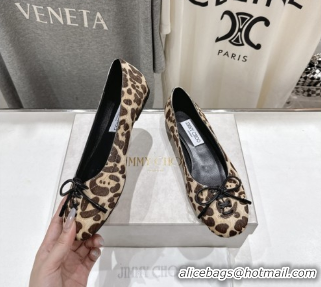 Luxury Jimmy Choo Scarlett Ballerina Flats in Zebra Hair Leopard Print 5072104