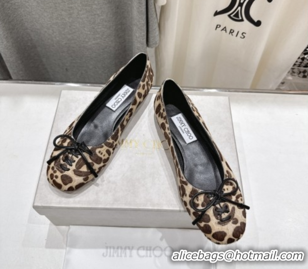 Luxury Jimmy Choo Scarlett Ballerina Flats in Zebra Hair Leopard Print 5072104
