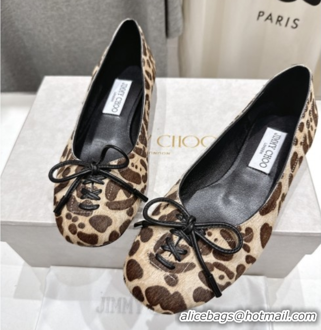 Luxury Jimmy Choo Scarlett Ballerina Flats in Zebra Hair Leopard Print 5072104