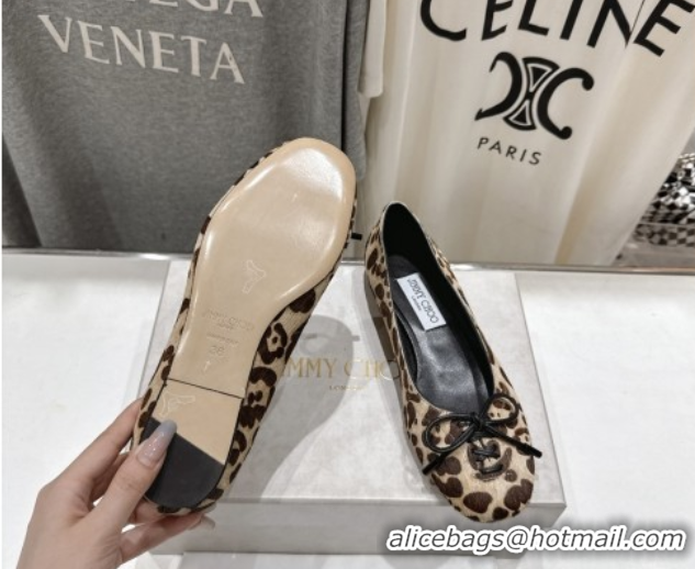 Luxury Jimmy Choo Scarlett Ballerina Flats in Zebra Hair Leopard Print 5072104