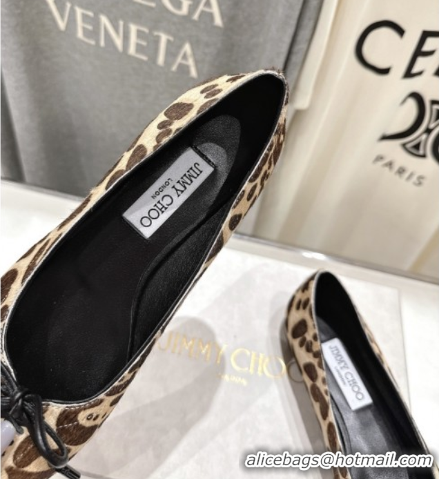 Luxury Jimmy Choo Scarlett Ballerina Flats in Zebra Hair Leopard Print 5072104