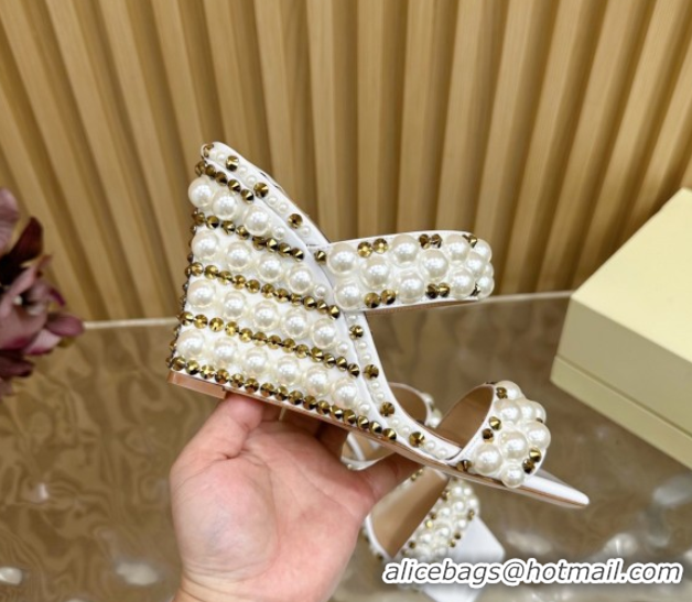 Low Cost Jimmy Choo Pearls Wedge Sandals with 10.5cm Heel White 5072105