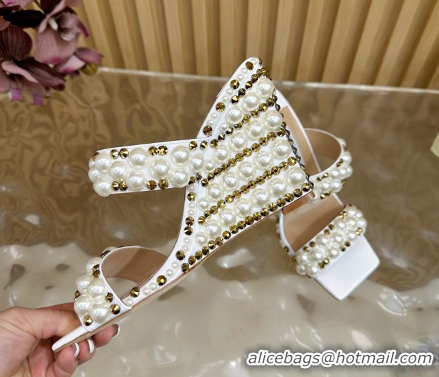 Low Cost Jimmy Choo Pearls Wedge Sandals with 10.5cm Heel White 5072105