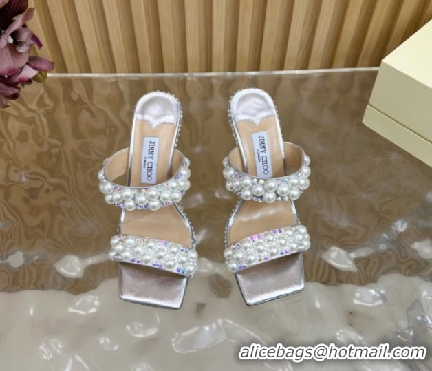 Cheap Price Jimmy Choo Pearls Wedge Sandals with 10.5cm Heel Silver 5072106