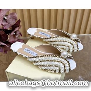 Luxury Jimmy Choo Pearls Sandals with 2.5cm Heel White 5072108