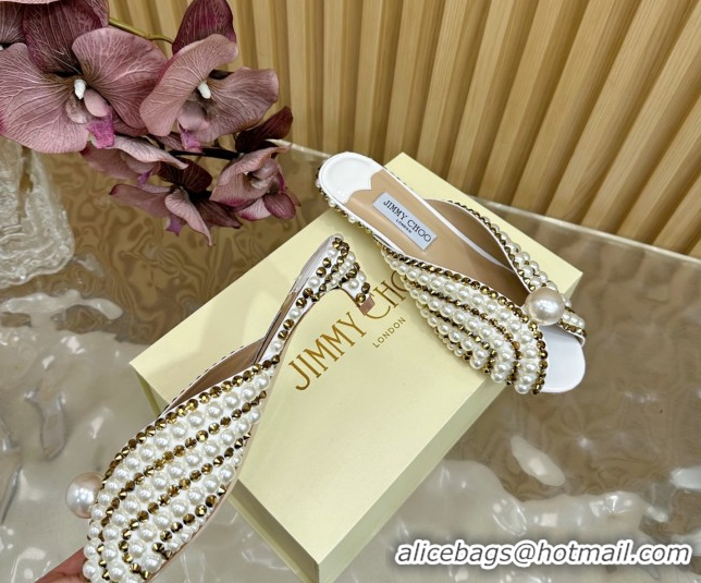 Luxury Jimmy Choo Pearls Sandals with 2.5cm Heel White 5072108