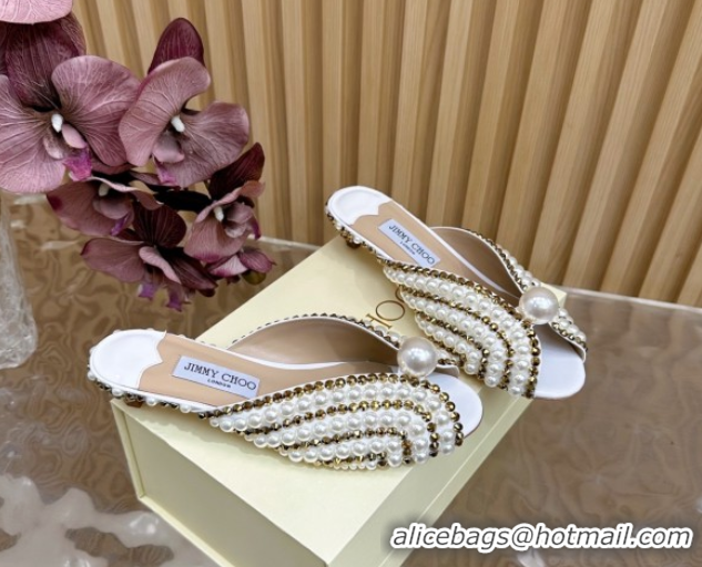 Luxury Jimmy Choo Pearls Sandals with 2.5cm Heel White 5072108