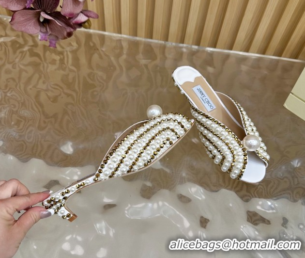Luxury Jimmy Choo Pearls Sandals with 2.5cm Heel White 5072108