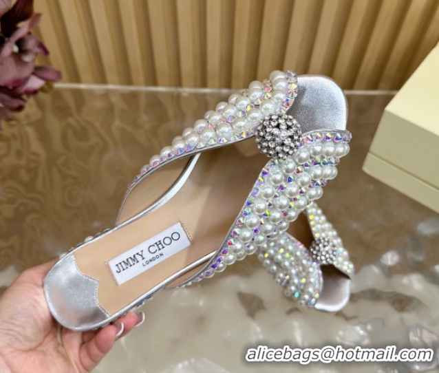 Sumptuous Jimmy Choo Pearls Sandals with 2.5cm Heel Silver 5072110