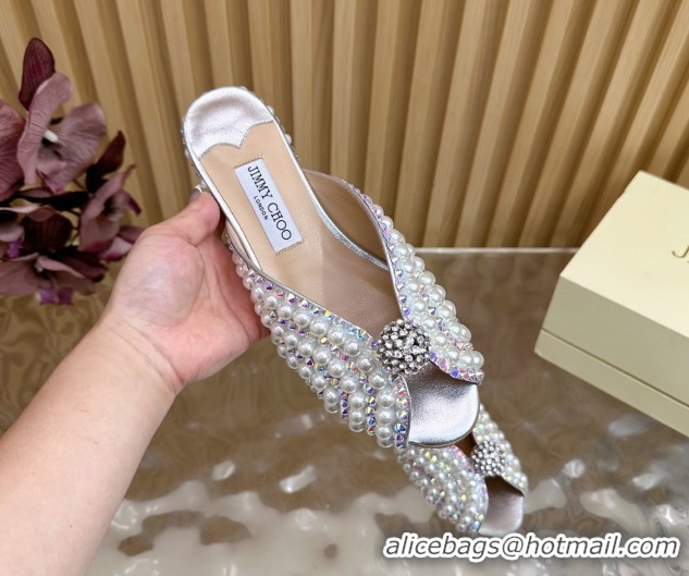 Sumptuous Jimmy Choo Pearls Sandals with 2.5cm Heel Silver 5072110