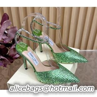 Purchase Jimmy Choo Saeda 85 Patent Leather Pumps with Crystal Green 5072203