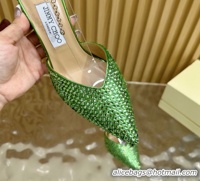 Purchase Jimmy Choo Saeda 85 Patent Leather Pumps with Crystal Green 5072203